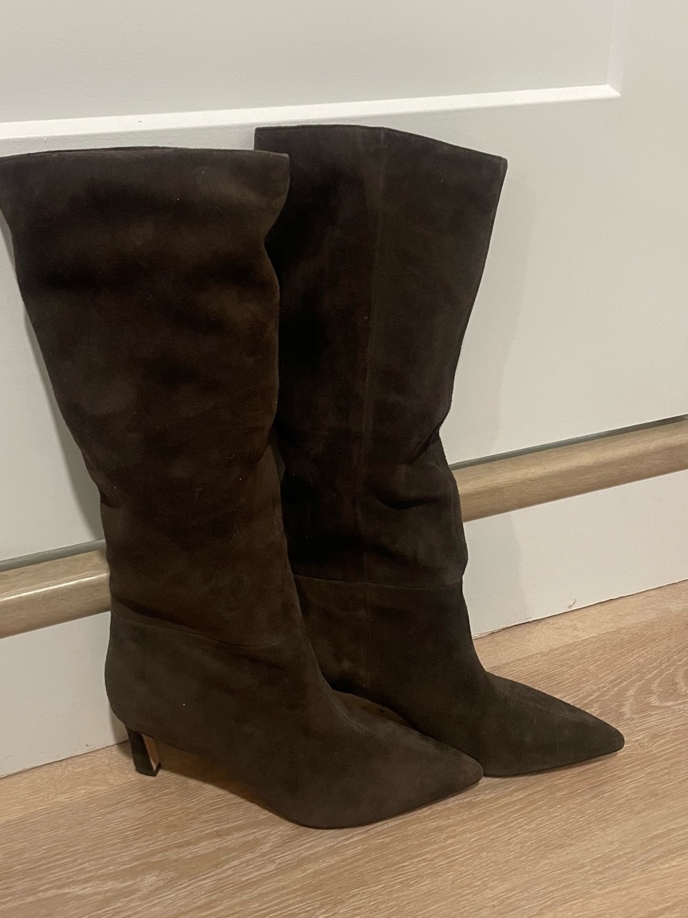 Nine West Women's Knee-High Suede Boots in Dark Brown